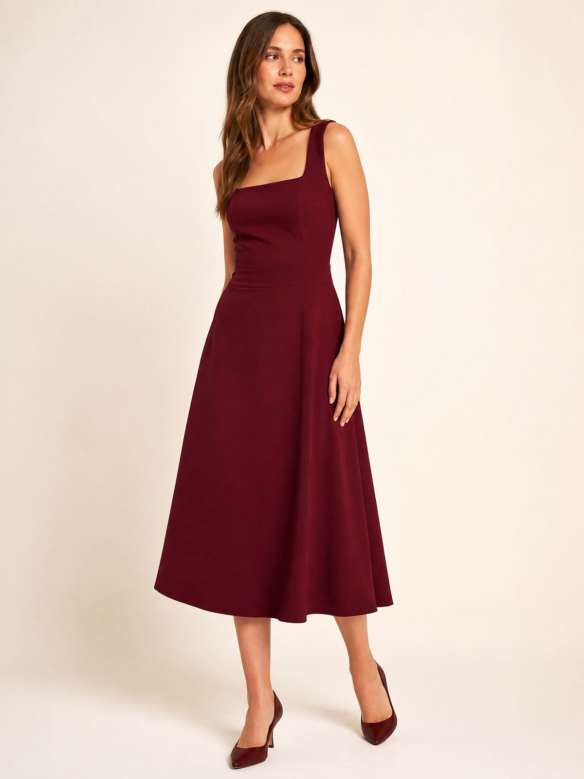 Celia Midi-Kleid – Bordeaux