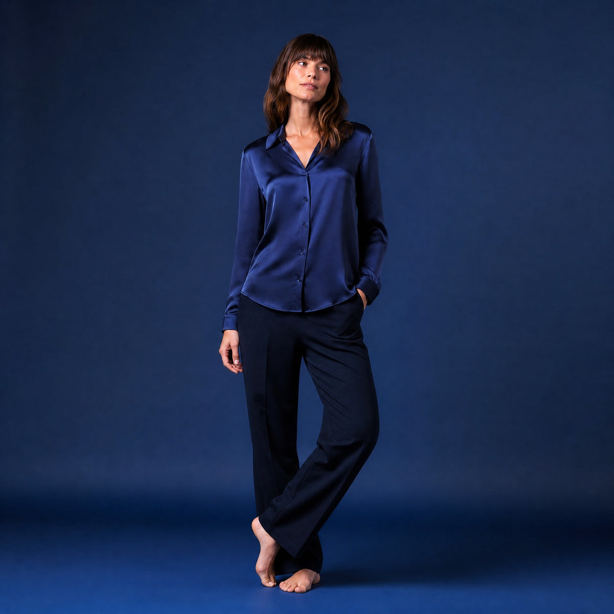 Elise Fließende Bluse – Mitternachtsblau