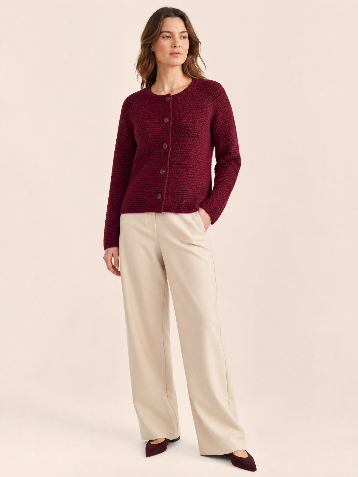Alva Struktur-Cardigan – Bordeaux