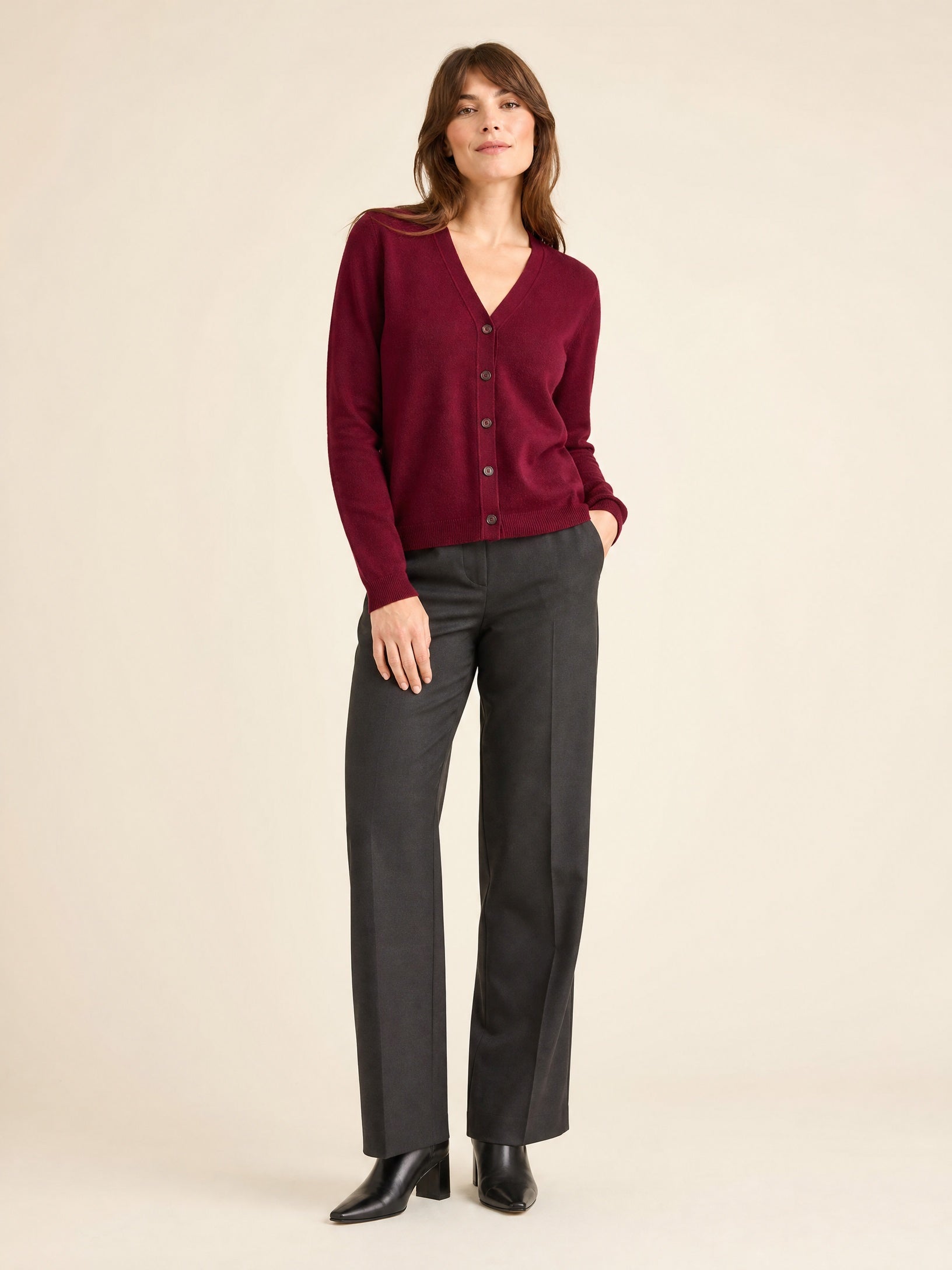 Liv Klassischer Cardigan – Weinrot