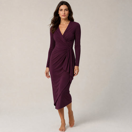 Adina Drapiertes Kleid – Pflaume