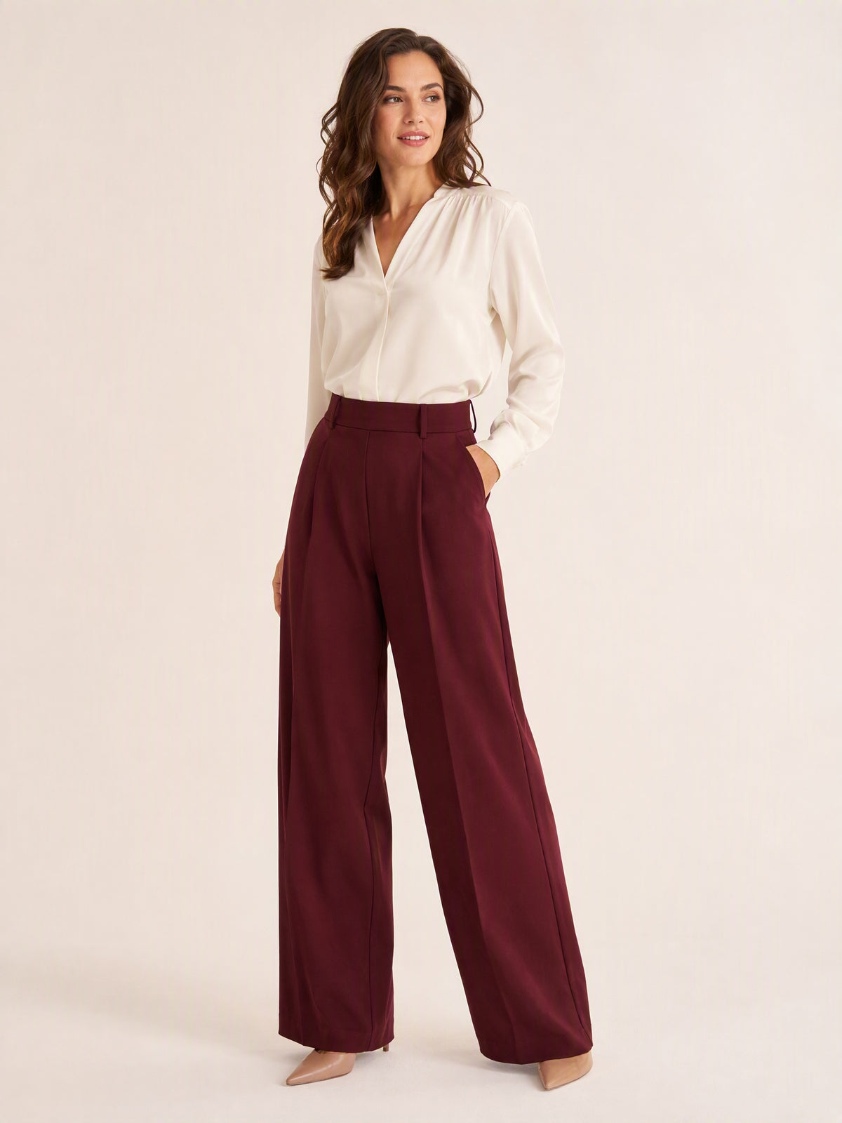 Klara Weite Hose – Bordeaux