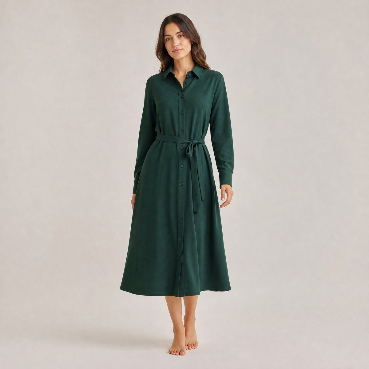 Signe Hemdblusenkleid – Fichtengrün