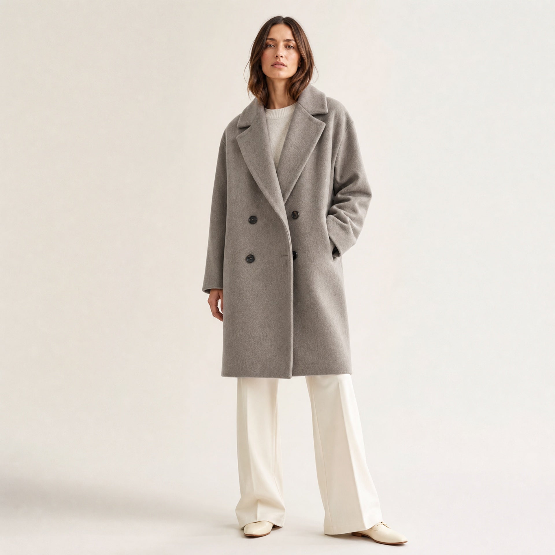 Solveig Oversize-Mantel – Steingrau