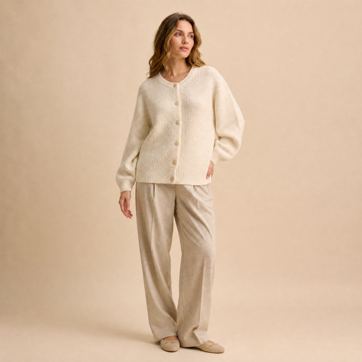Alva Struktur-Cardigan – Creme