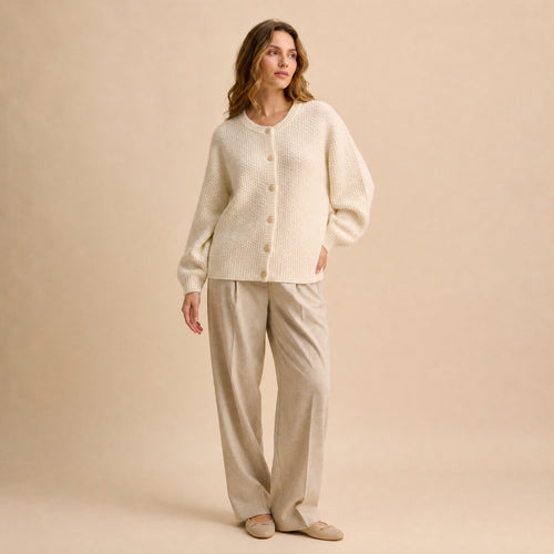 Alva Struktur-Cardigan – Creme