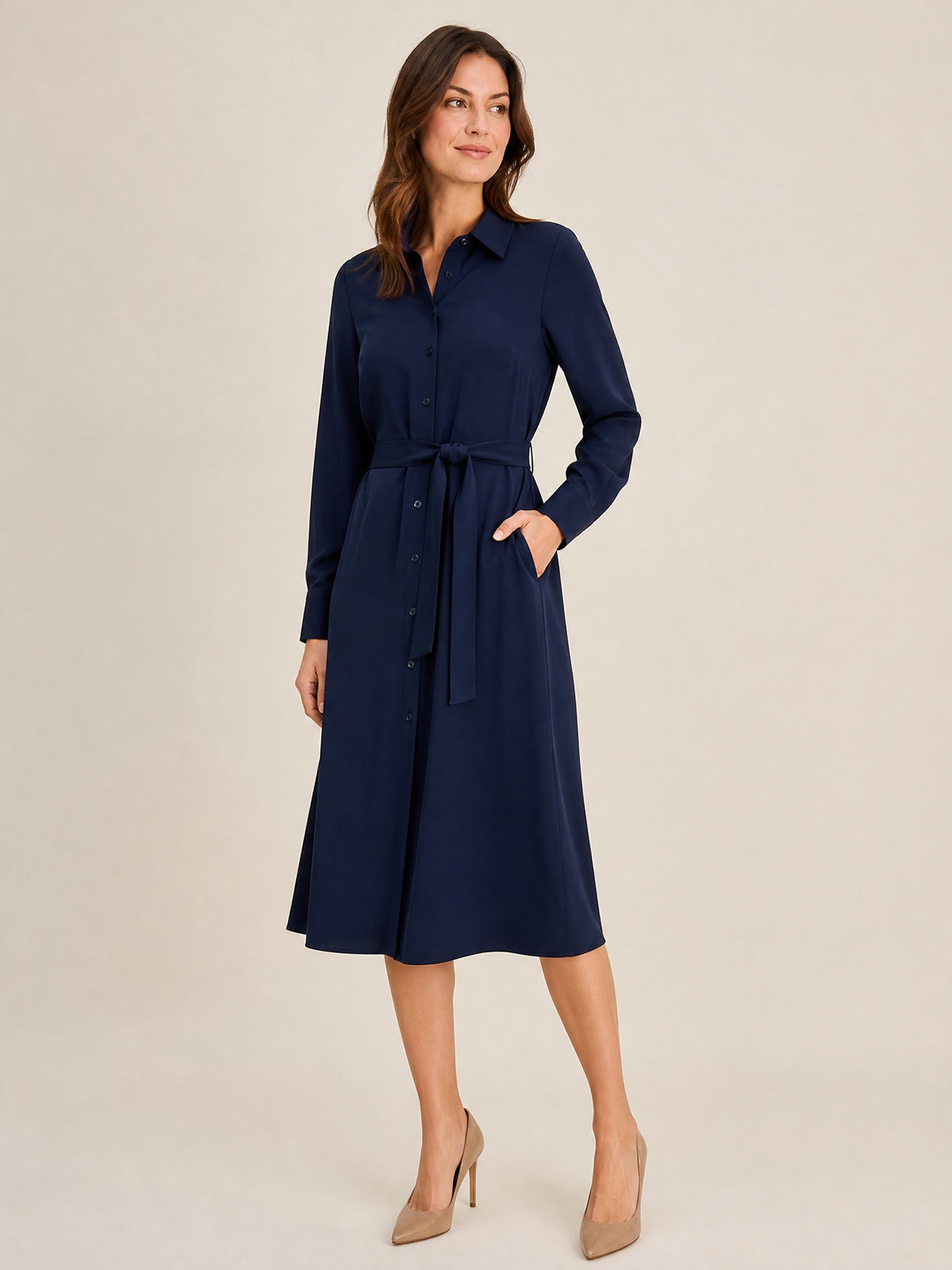 Signe Hemdblusenkleid – Marineblau