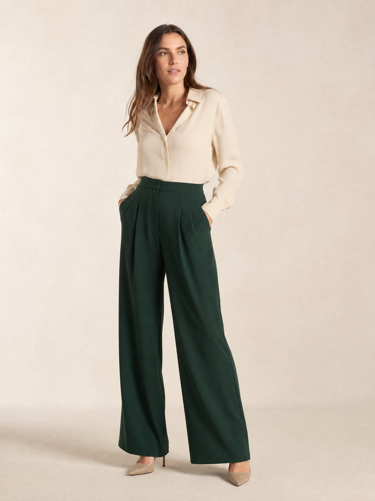 Frida Weite Hose – Dunkelgrün