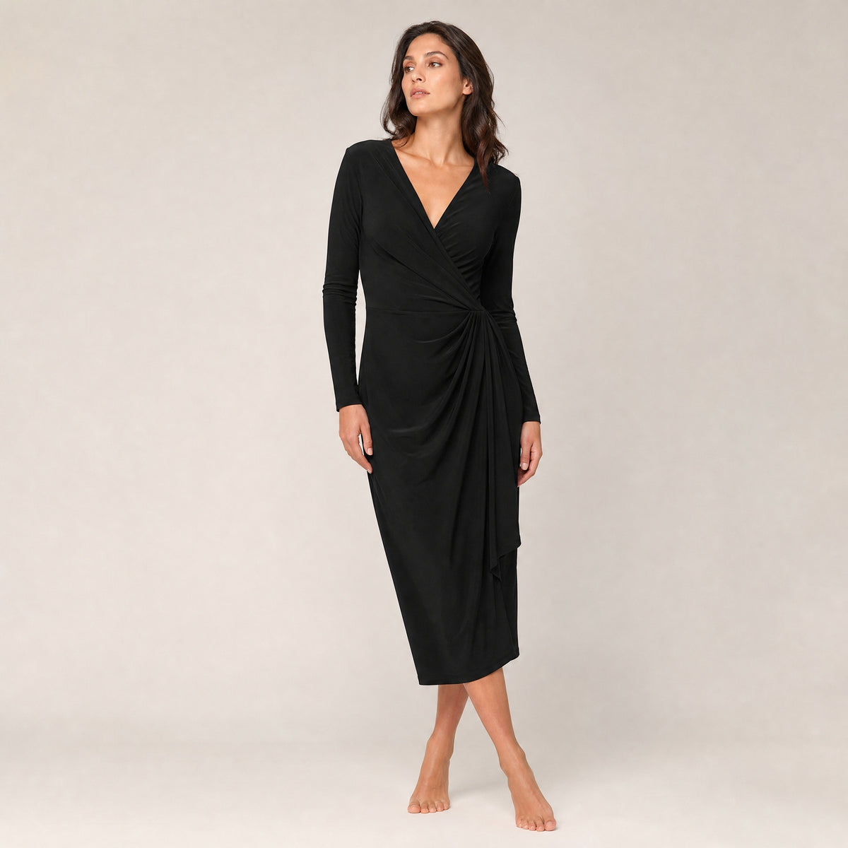 Adina Drapiertes Kleid – Schwarz