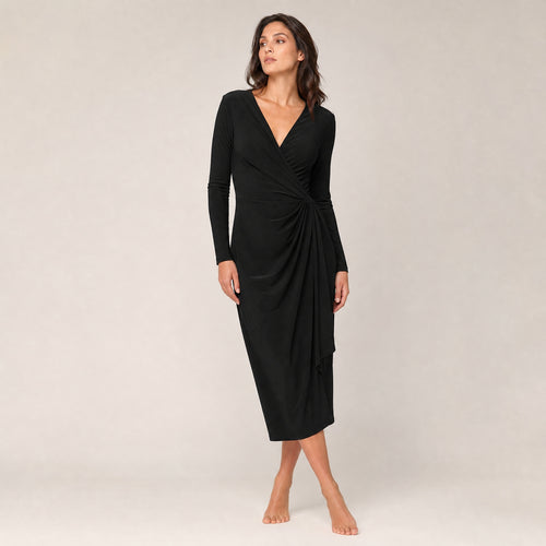 Adina Drapiertes Kleid – Schwarz