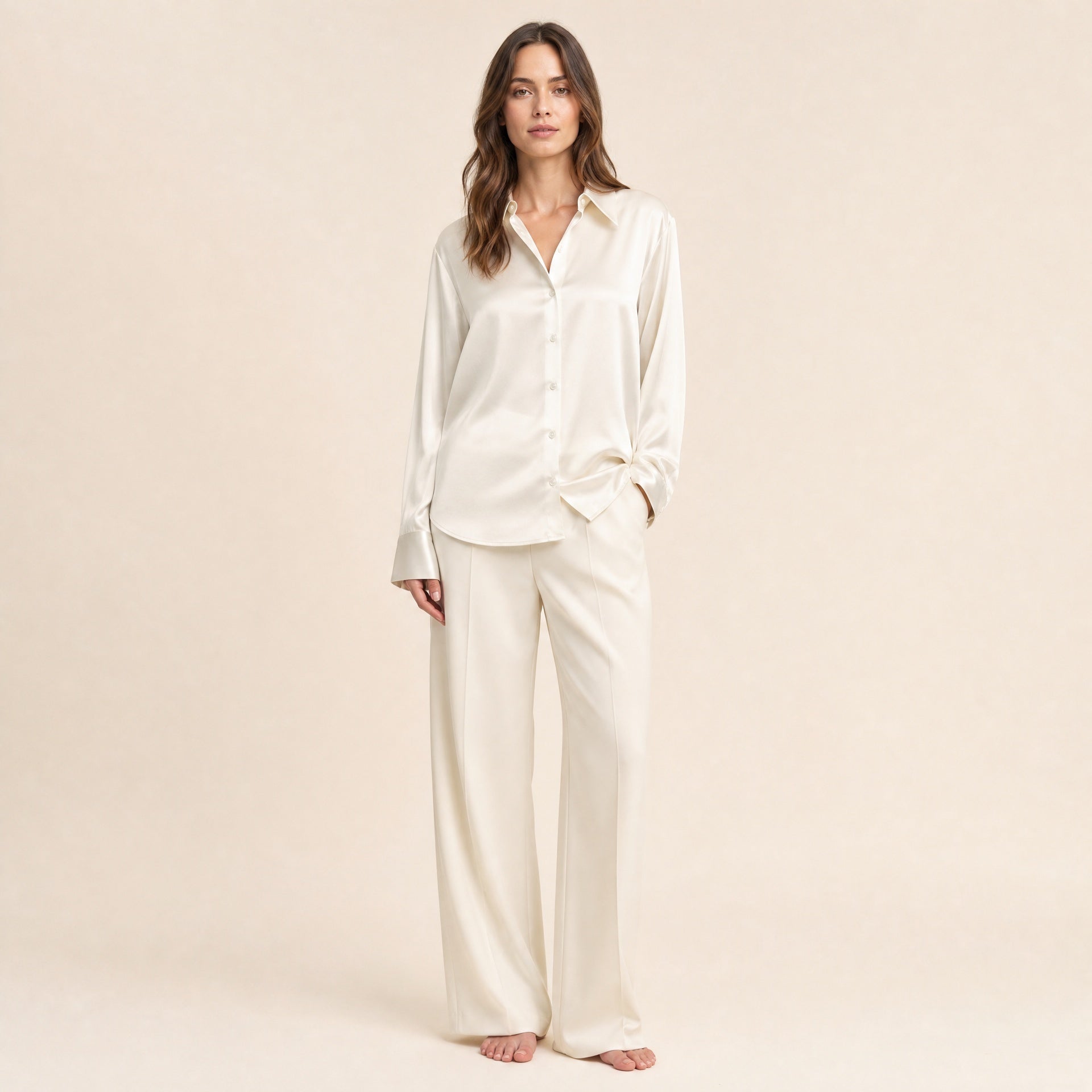 Elise Fließende Bluse – Elfenbein