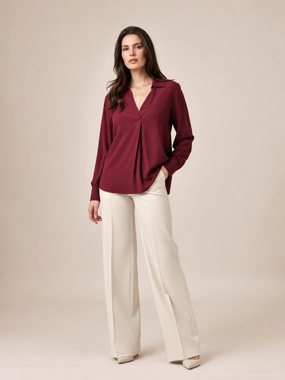 Elise Fließende Bluse – Bordeaux